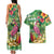 Hawaiian Flamingo Hibiscus Personalised Couples Matching Tank Maxi Dress and Hawaiian Shirt Green Summer Tropical Flowers - Polynesian Pride