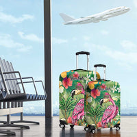 Hawaiian Flamingo Hibiscus Personalised Luggage Cover Green Summer Tropical Flowers - Polynesian Pride