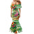Hawaiian Flamingo Hibiscus Personalised Mermaid Dress Green Summer Tropical Flowers - Polynesian Pride