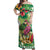 Hawaiian Flamingo Hibiscus Personalised Off Shoulder Maxi Dress Green Summer Tropical Flowers - Polynesian Pride