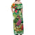 Hawaiian Flamingo Hibiscus Personalised Off Shoulder Maxi Dress Green Summer Tropical Flowers - Polynesian Pride