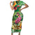 Hawaiian Flamingo Hibiscus Personalised Short Sleeve Bodycon Dress Green Summer Tropical Flowers - Polynesian Pride
