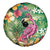Hawaiian Flamingo Hibiscus Personalised Spare Tire Cover Green Summer Tropical Flowers - Polynesian Pride