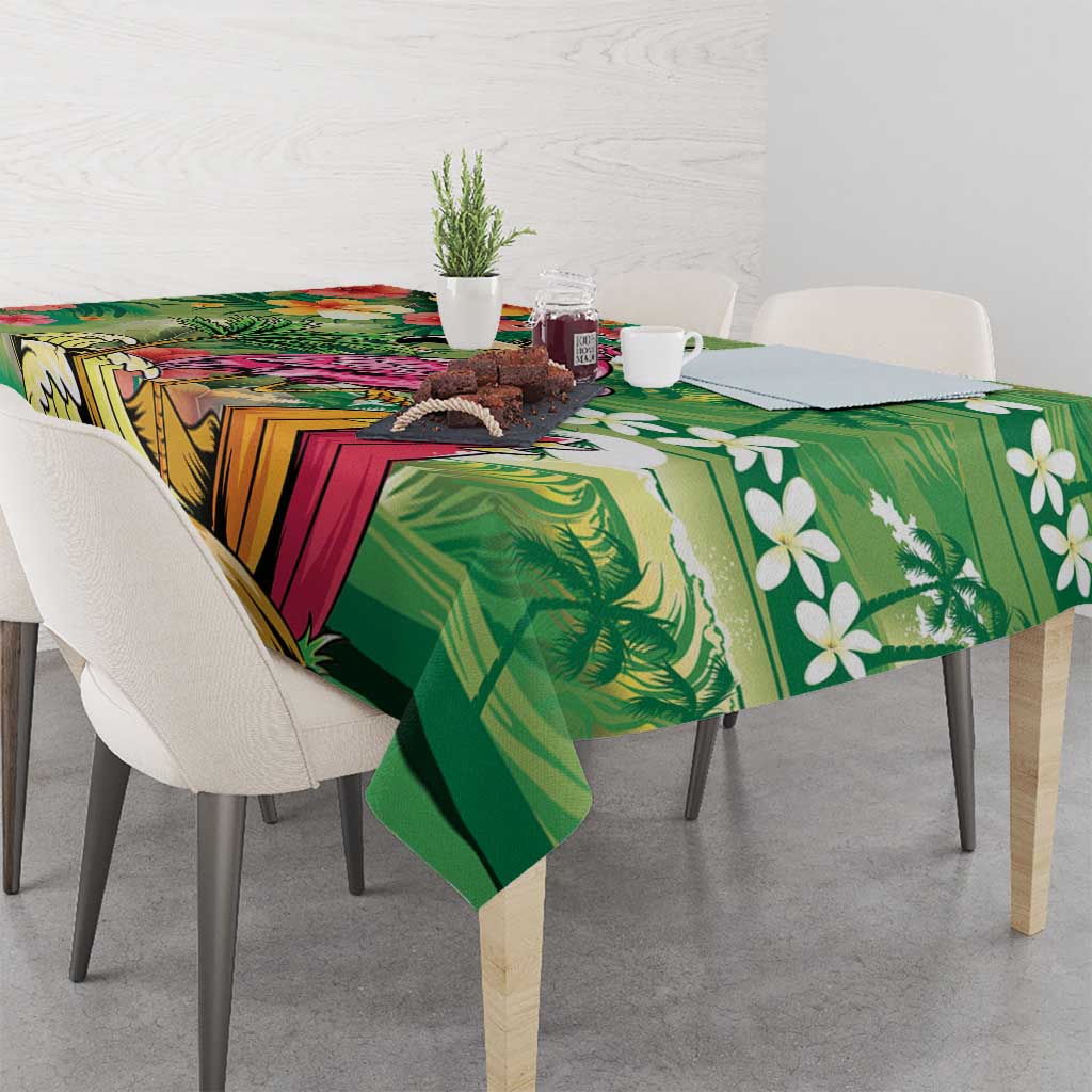 Hawaiian Flamingo Hibiscus Personalised Tablecloth Green Summer Tropical Flowers - Polynesian Pride
