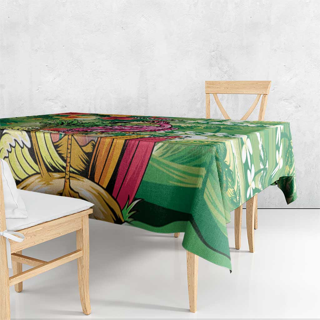 Hawaiian Flamingo Hibiscus Personalised Tablecloth Green Summer Tropical Flowers - Polynesian Pride