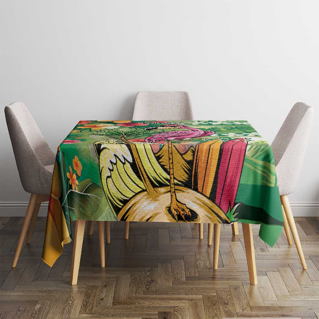 Hawaiian Flamingo Hibiscus Personalised Tablecloth Green Summer Tropical Flowers - Polynesian Pride