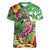 Hawaiian Flamingo Hibiscus Personalised Women V-Neck T-Shirt Green Summer Tropical Flowers - Polynesian Pride