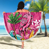 Hawaiian Flamingo Hibiscus Personalised Beach Blanket Pink Summer Tropical Flowers - Polynesian Pride