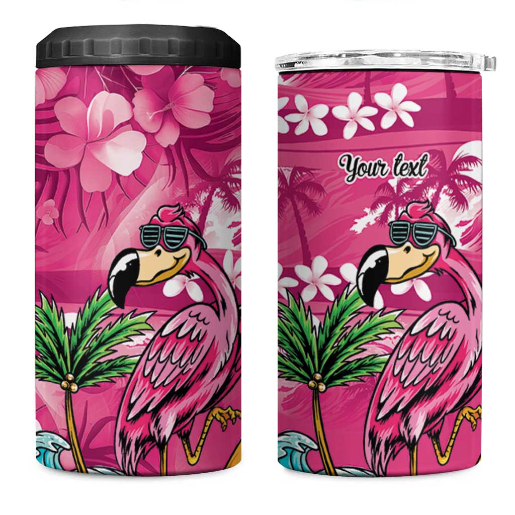 Hawaiian Flamingo Hibiscus Personalised 4 in 1 Can Cooler Tumbler Pink Summer Tropical Flowers - Polynesian Pride