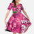 Hawaiian Flamingo Hibiscus Personalised Family Matching Long Sleeve Bodycon Dress and Hawaiian Shirt Pink Summer Tropical Flowers - Polynesian Pride