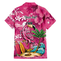 Hawaiian Flamingo Hibiscus Personalised Family Matching Long Sleeve Bodycon Dress and Hawaiian Shirt Pink Summer Tropical Flowers LT9 - Polynesian Pride