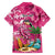 Hawaiian Flamingo Hibiscus Personalised Family Matching Long Sleeve Bodycon Dress and Hawaiian Shirt Pink Summer Tropical Flowers - Polynesian Pride