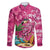 Hawaiian Flamingo Hibiscus Personalised Family Matching Long Sleeve Bodycon Dress and Hawaiian Shirt Pink Summer Tropical Flowers - Polynesian Pride
