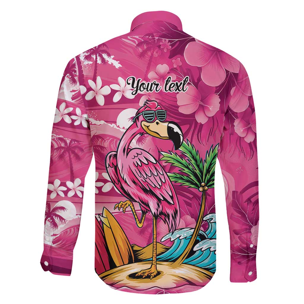 Hawaiian Flamingo Hibiscus Personalised Family Matching Long Sleeve Bodycon Dress and Hawaiian Shirt Pink Summer Tropical Flowers LT9 - Polynesian Pride