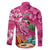 Hawaiian Flamingo Hibiscus Personalised Family Matching Long Sleeve Bodycon Dress and Hawaiian Shirt Pink Summer Tropical Flowers - Polynesian Pride