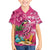 Hawaiian Flamingo Hibiscus Personalised Family Matching Long Sleeve Bodycon Dress and Hawaiian Shirt Pink Summer Tropical Flowers - Polynesian Pride