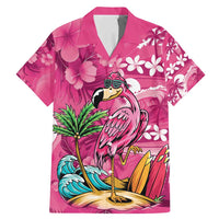 Hawaiian Flamingo Hibiscus Personalised Family Matching Mermaid Dress and Hawaiian Shirt Pink Summer Tropical Flowers LT9 Dad's Shirt - Short Sleeve Pink - Polynesian Pride