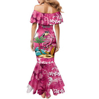 Hawaiian Flamingo Hibiscus Personalised Family Matching Mermaid Dress and Hawaiian Shirt Pink Summer Tropical Flowers LT9 - Polynesian Pride
