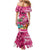 Hawaiian Flamingo Hibiscus Personalised Family Matching Mermaid Dress and Hawaiian Shirt Pink Summer Tropical Flowers - Polynesian Pride