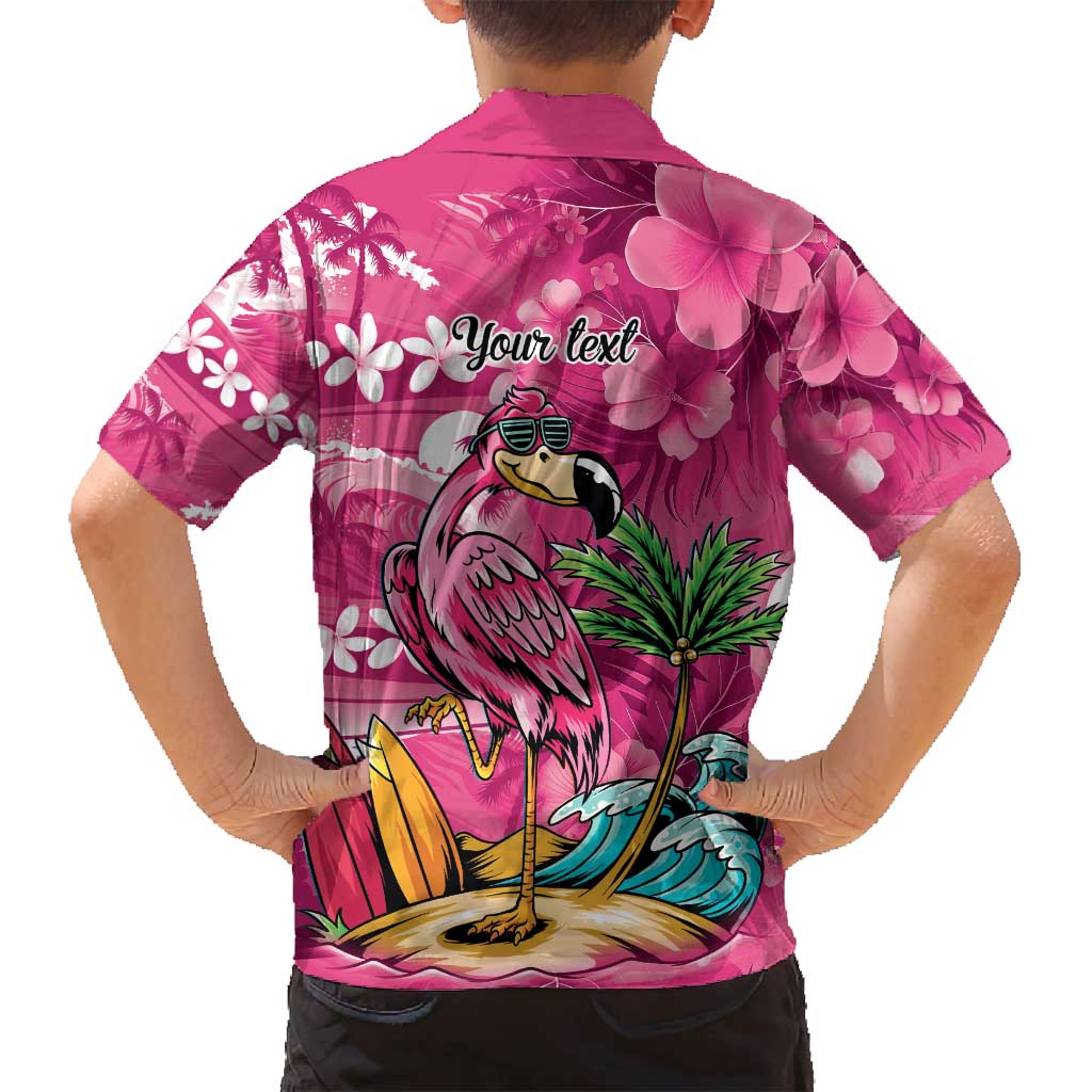 Hawaiian Flamingo Hibiscus Personalised Family Matching Off Shoulder Short Dress and Hawaiian Shirt Pink Summer Tropical Flowers LT9 - Polynesian Pride