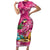 Hawaiian Flamingo Hibiscus Personalised Family Matching Short Sleeve Bodycon Dress and Hawaiian Shirt Pink Summer Tropical Flowers - Polynesian Pride