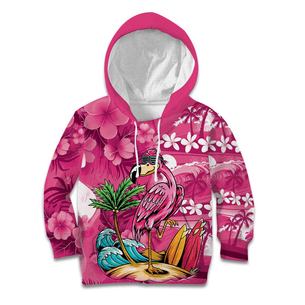 Hawaiian Flamingo Hibiscus Personalised Kid Hoodie Pink Summer Tropical Flowers - Polynesian Pride