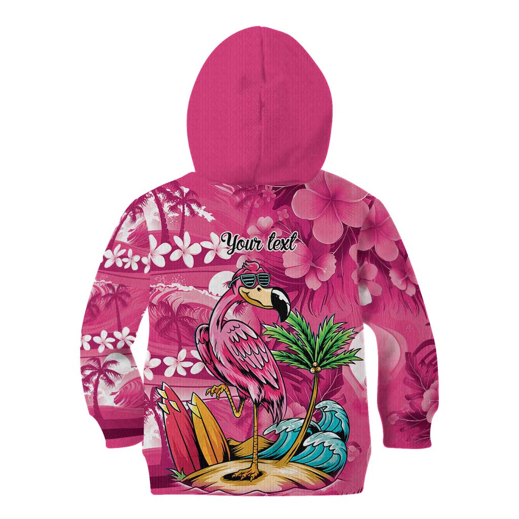 Hawaiian Flamingo Hibiscus Personalised Kid Hoodie Pink Summer Tropical Flowers - Polynesian Pride