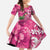 Hawaiian Flamingo Hibiscus Personalised Kid Short Sleeve Dress Pink Summer Tropical Flowers - Polynesian Pride