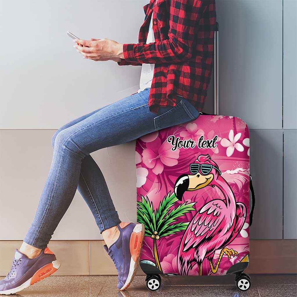Hawaiian Flamingo Hibiscus Personalised Luggage Cover Pink Summer Tropical Flowers - Polynesian Pride