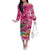 Hawaiian Flamingo Hibiscus Personalised Off The Shoulder Long Sleeve Dress Pink Summer Tropical Flowers - Polynesian Pride