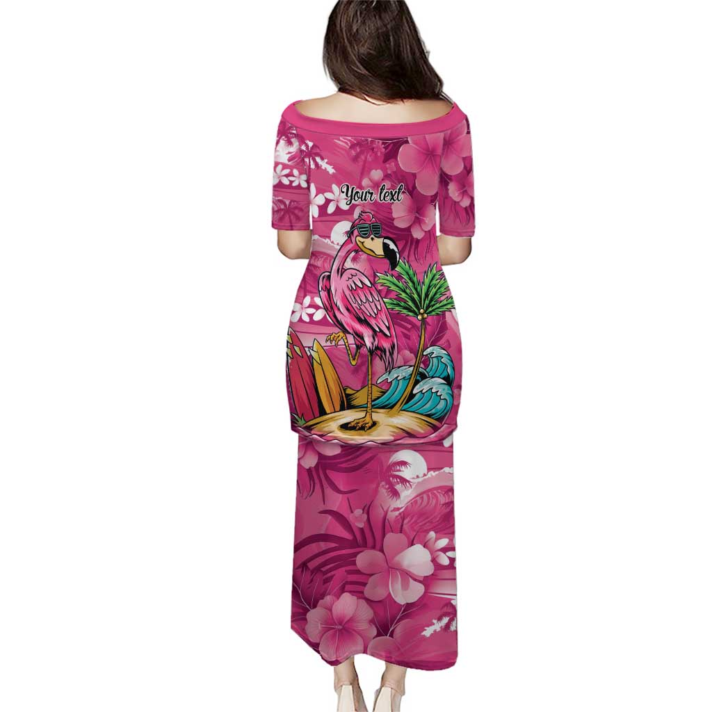 Hawaiian Flamingo Hibiscus Personalised Puletasi Pink Summer Tropical Flowers - Polynesian Pride