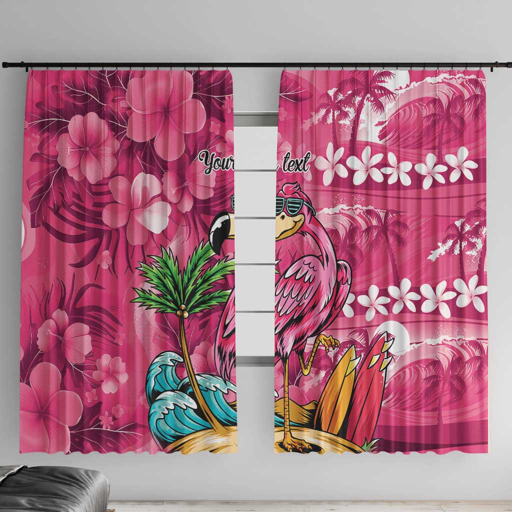Hawaiian Flamingo Hibiscus Personalised Window Curtain Pink Summer Tropical Flowers - Polynesian Pride