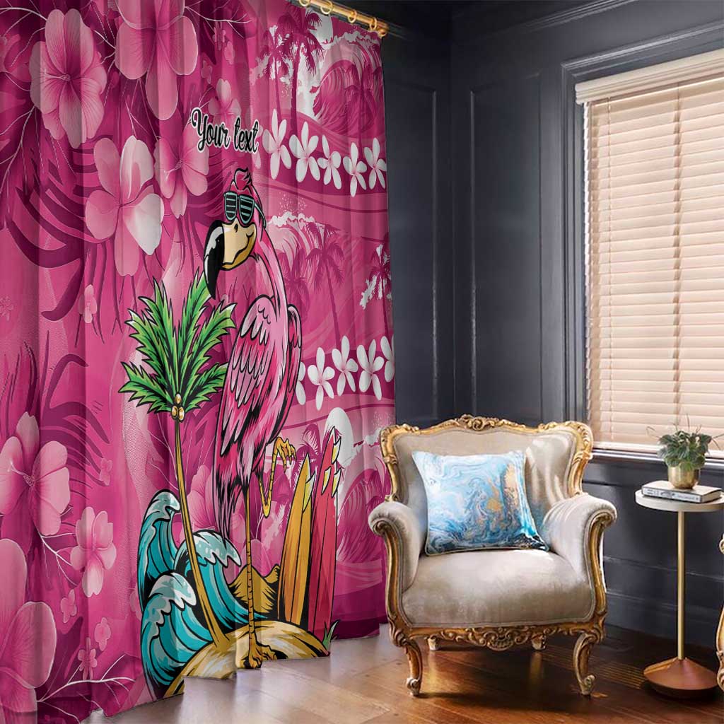 Hawaiian Flamingo Hibiscus Personalised Window Curtain Pink Summer Tropical Flowers - Polynesian Pride