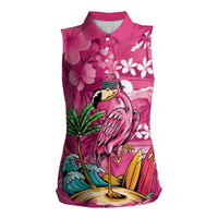 Hawaiian Flamingo Hibiscus Personalised Women Sleeveless Polo Shirt Pink Summer Tropical Flowers LT9 Female Pink - Polynesian Pride