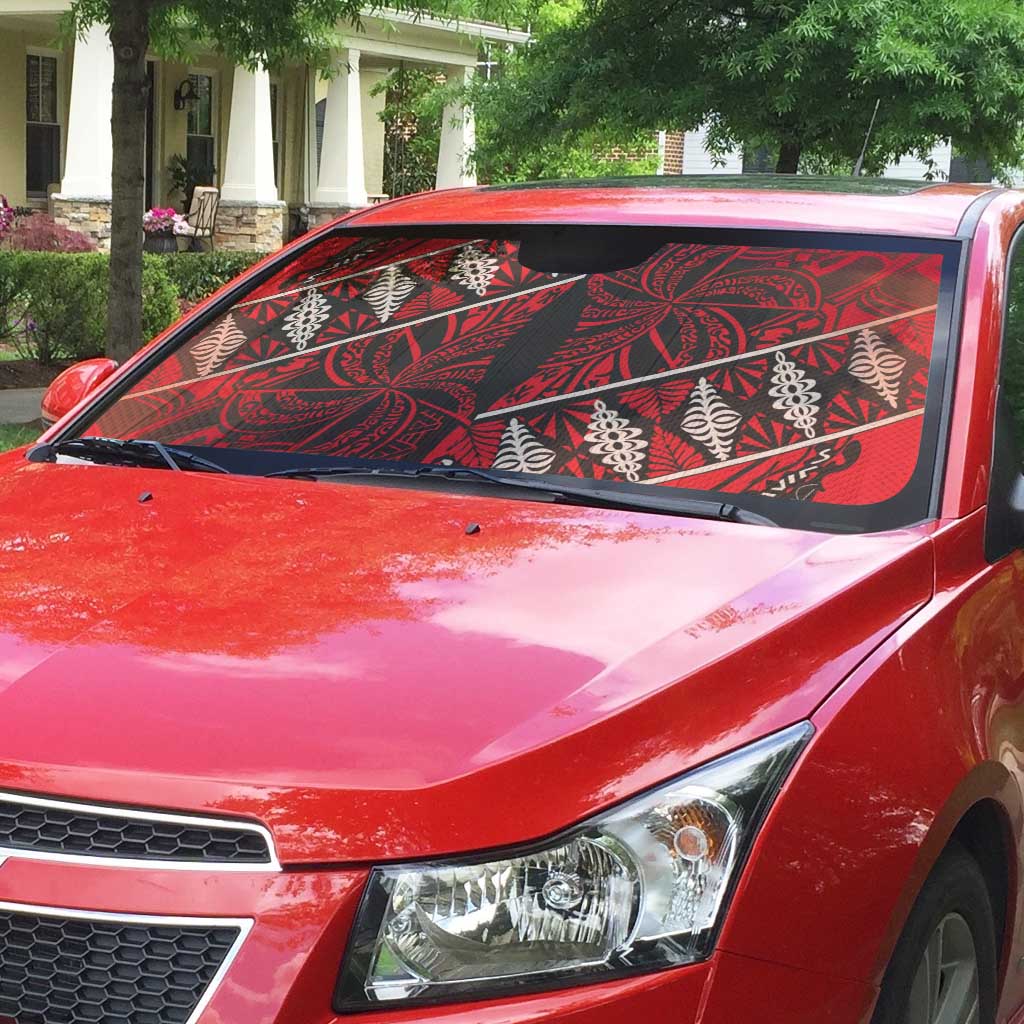 Vintage Ngatu Tribal Tonga Pattern Auto Sun Shade - Polynesian Pride