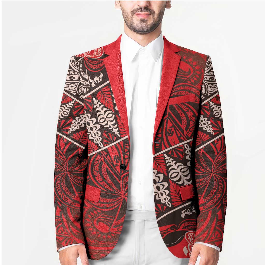 Vintage Ngatu Tribal Tonga Pattern Blazer - Polynesian Pride