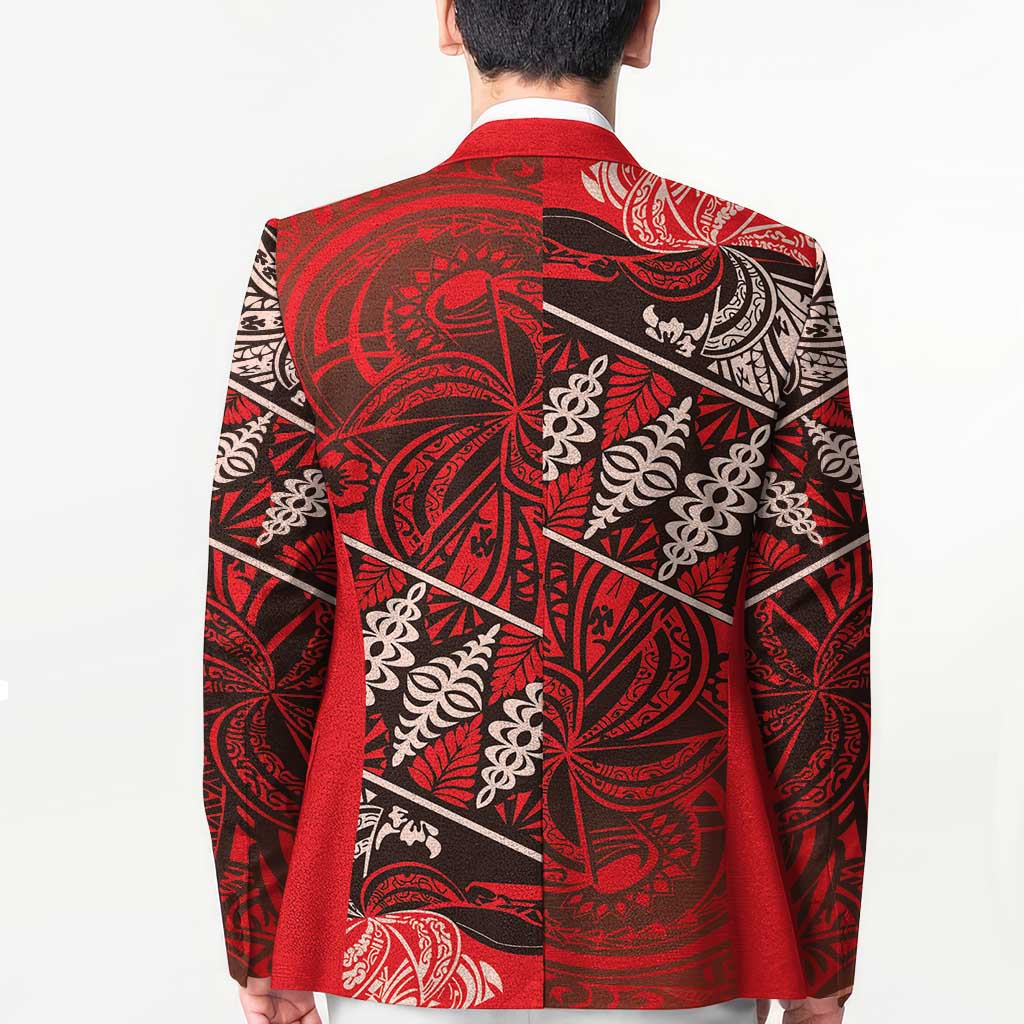 Vintage Ngatu Tribal Tonga Pattern Blazer - Polynesian Pride