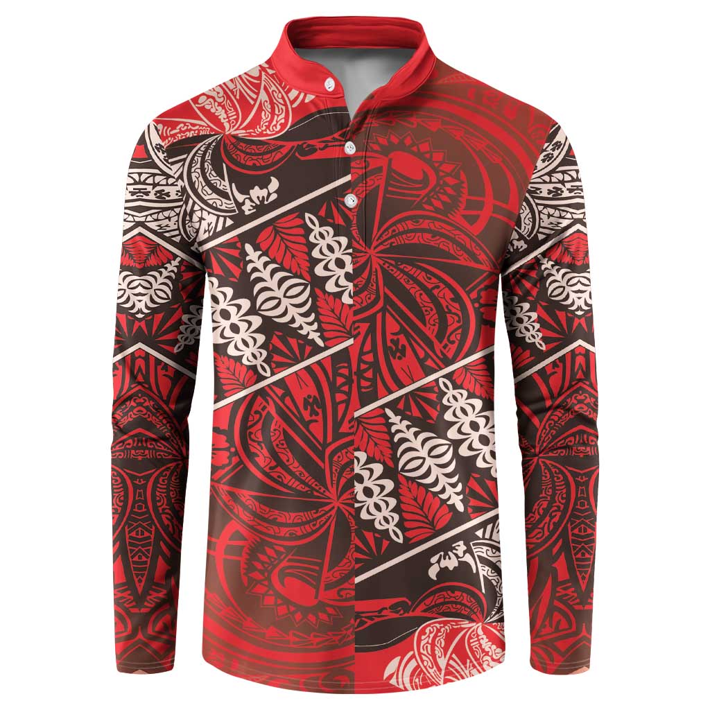 Vintage Ngatu Tribal Tonga Pattern Button Sweatshirt - Polynesian Pride