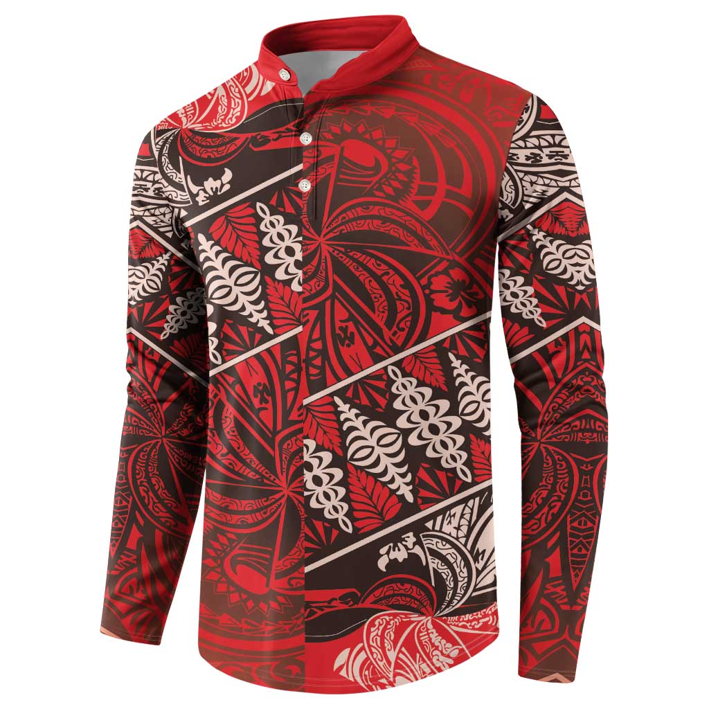 Vintage Ngatu Tribal Tonga Pattern Button Sweatshirt - Polynesian Pride