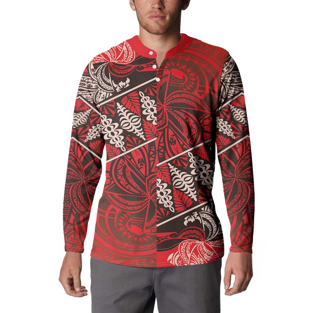 Vintage Ngatu Tribal Tonga Pattern Button Sweatshirt - Polynesian Pride