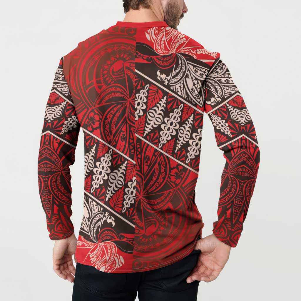 Vintage Ngatu Tribal Tonga Pattern Button Sweatshirt - Polynesian Pride