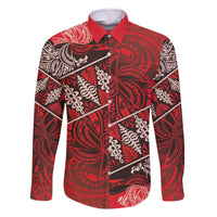 Vintage Ngatu Tribal Tonga Pattern Family Matching Off The Shoulder Long Sleeve Dress and Hawaiian Shirt - Polynesian Pride