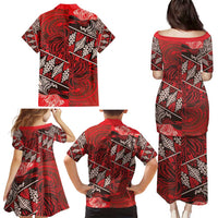 Vintage Ngatu Tribal Tonga Pattern Family Matching Puletasi and Hawaiian Shirt - Polynesian Pride