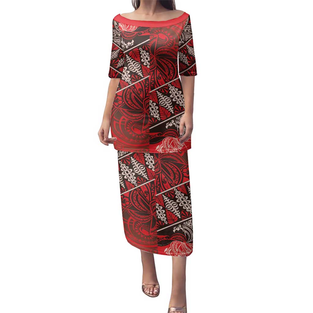 Vintage Ngatu Tribal Tonga Pattern Family Matching Puletasi and Hawaiian Shirt - Polynesian Pride