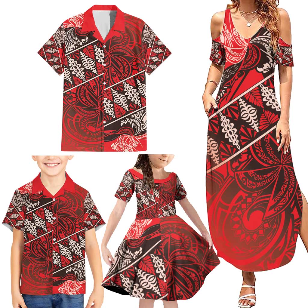 Vintage Ngatu Tribal Tonga Pattern Family Matching Summer Maxi Dress and Hawaiian Shirt - Polynesian Pride
