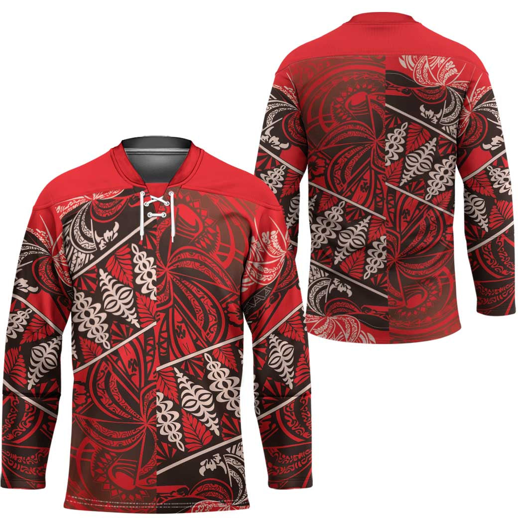 Vintage Ngatu Tribal Tonga Pattern Hockey Jersey - Polynesian Pride