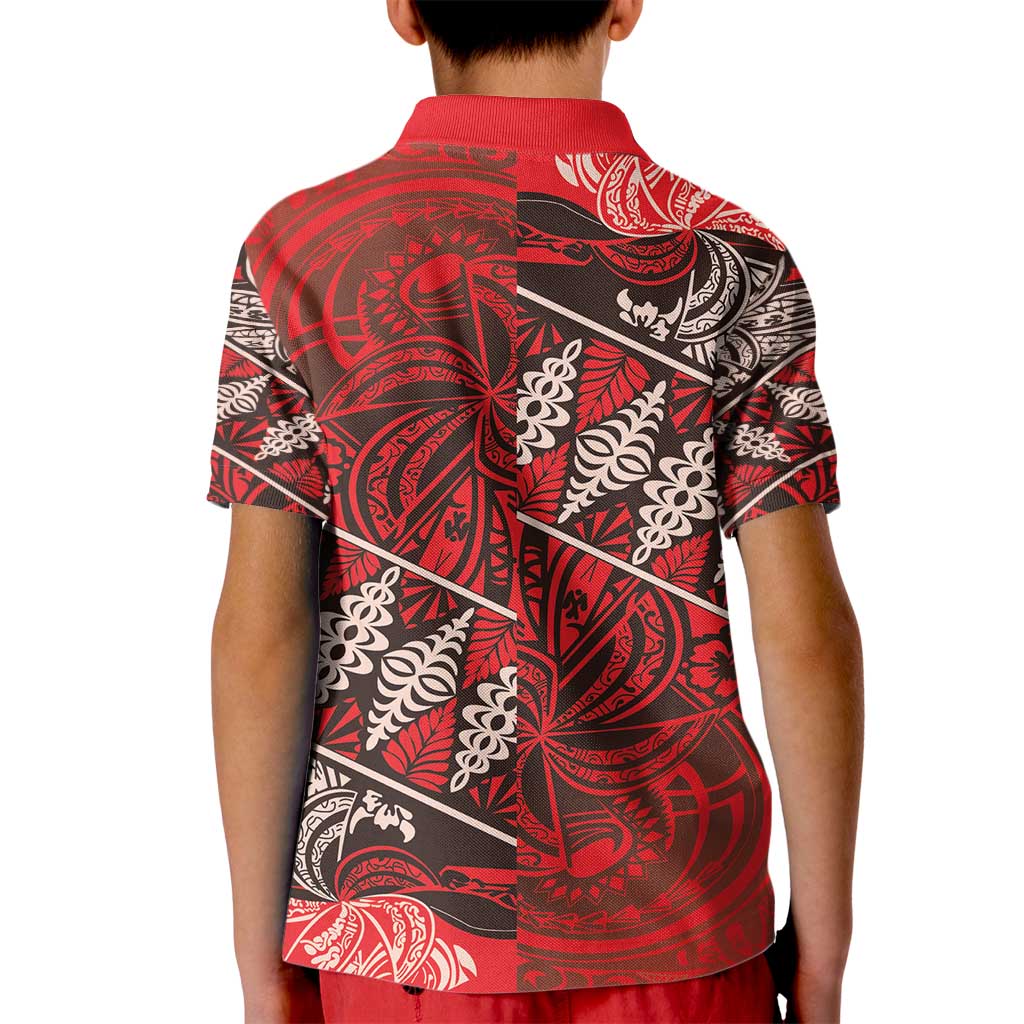 Vintage Ngatu Tribal Tonga Pattern Kid Polo Shirt - Polynesian Pride