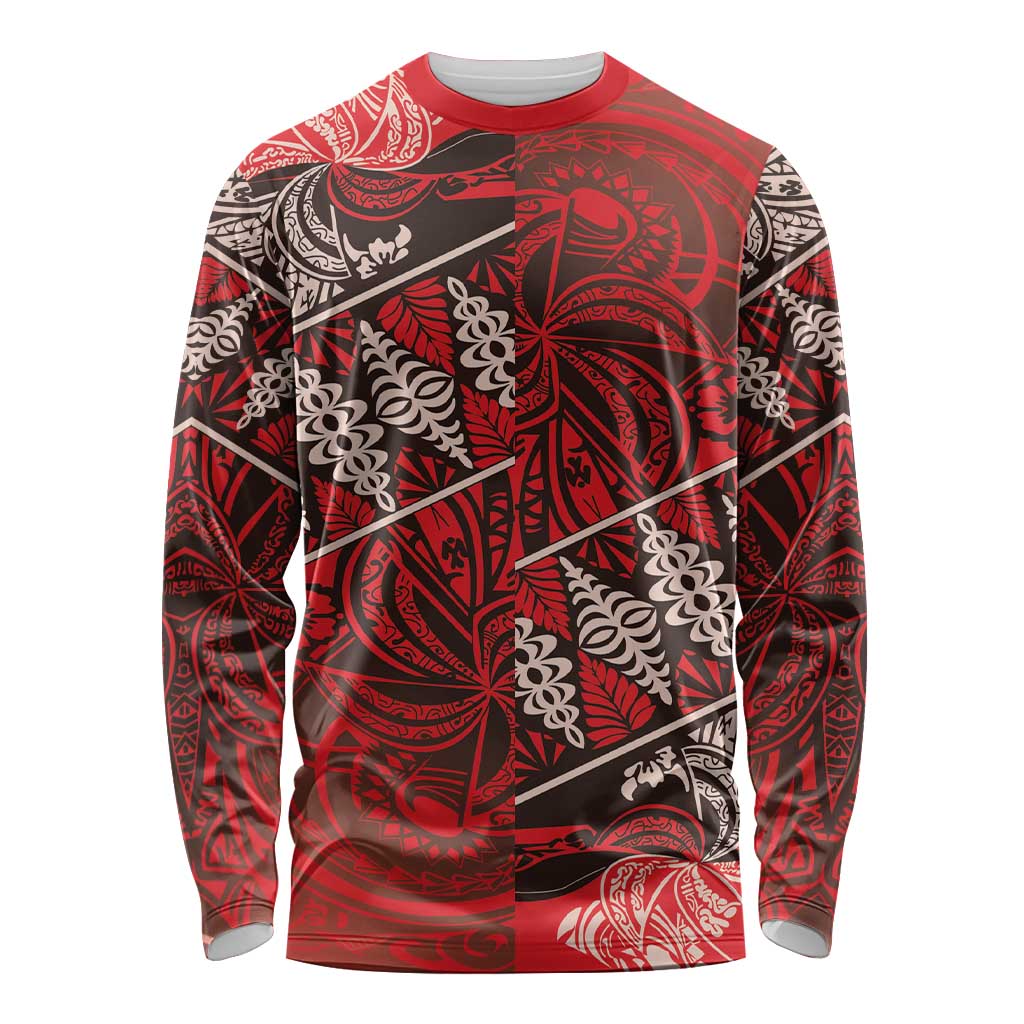 Vintage Ngatu Tribal Tonga Pattern Long Sleeve Shirt - Polynesian Pride