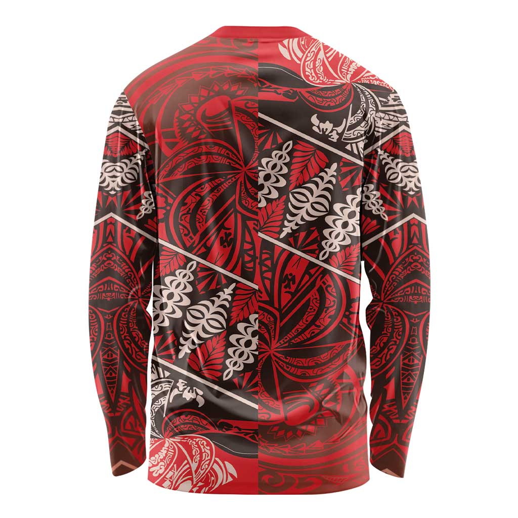 Vintage Ngatu Tribal Tonga Pattern Long Sleeve Shirt - Polynesian Pride
