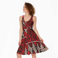 Vintage Ngatu Tribal Tonga Pattern Midi Dress - Polynesian Pride
